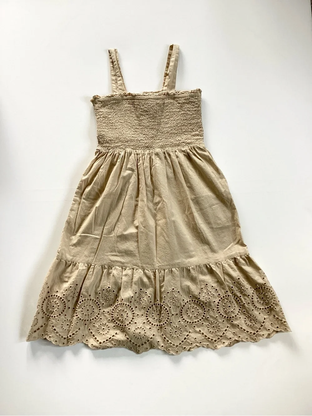 Gap Tan Smocked Eyelet Dress
